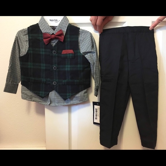 HappyFella Toddler Boy Scottish Plaid 4T Vest Set - Picture 2 of 4